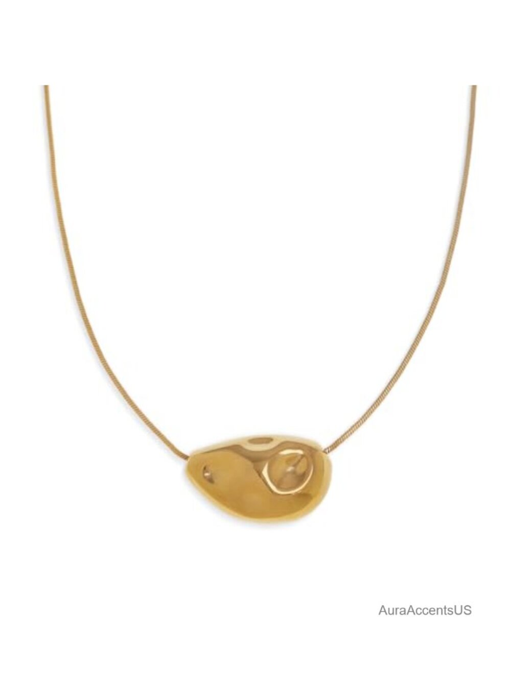Chunky Stainless Steel Pendant Necklace 21.5in Snake Chain